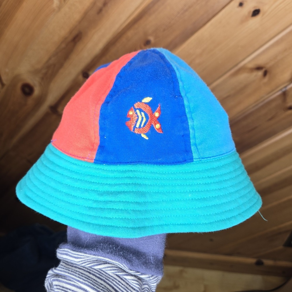 Gymboree Rainbow Tag‎ Color Block Bucket Hat Sz XS Fish